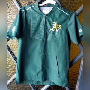 Oakland Athletics Majestic Windbreaker Short Sleeve Kangaroo Pocket Size Youth M